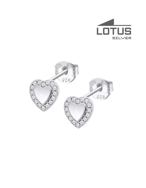 LOTUS SILVER HEART EARRINGS